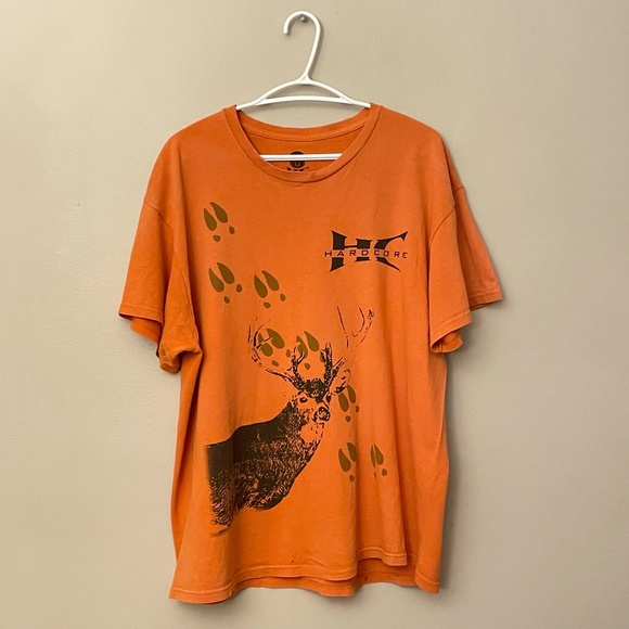 Vintage Hardcore Orange Deer Hunting Cotton Graphic T-Shirt - Picture 1 of 9